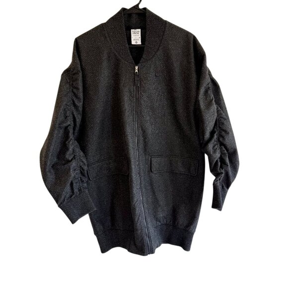 Nike Tech Pack Oversized S Flannel Bomber Jacket Long Coat Therma-Fit Zip Gray - Picture 1 of 5